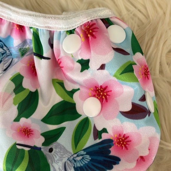 Alvababy floral purple hummingbird reusable snap button baby diapers swim diaper - Picture 5 of 16